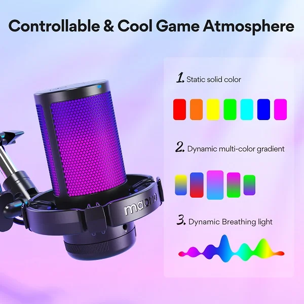 DGM20S Gamerwave Condenser USB Gaming RGB Microphone - Image 7