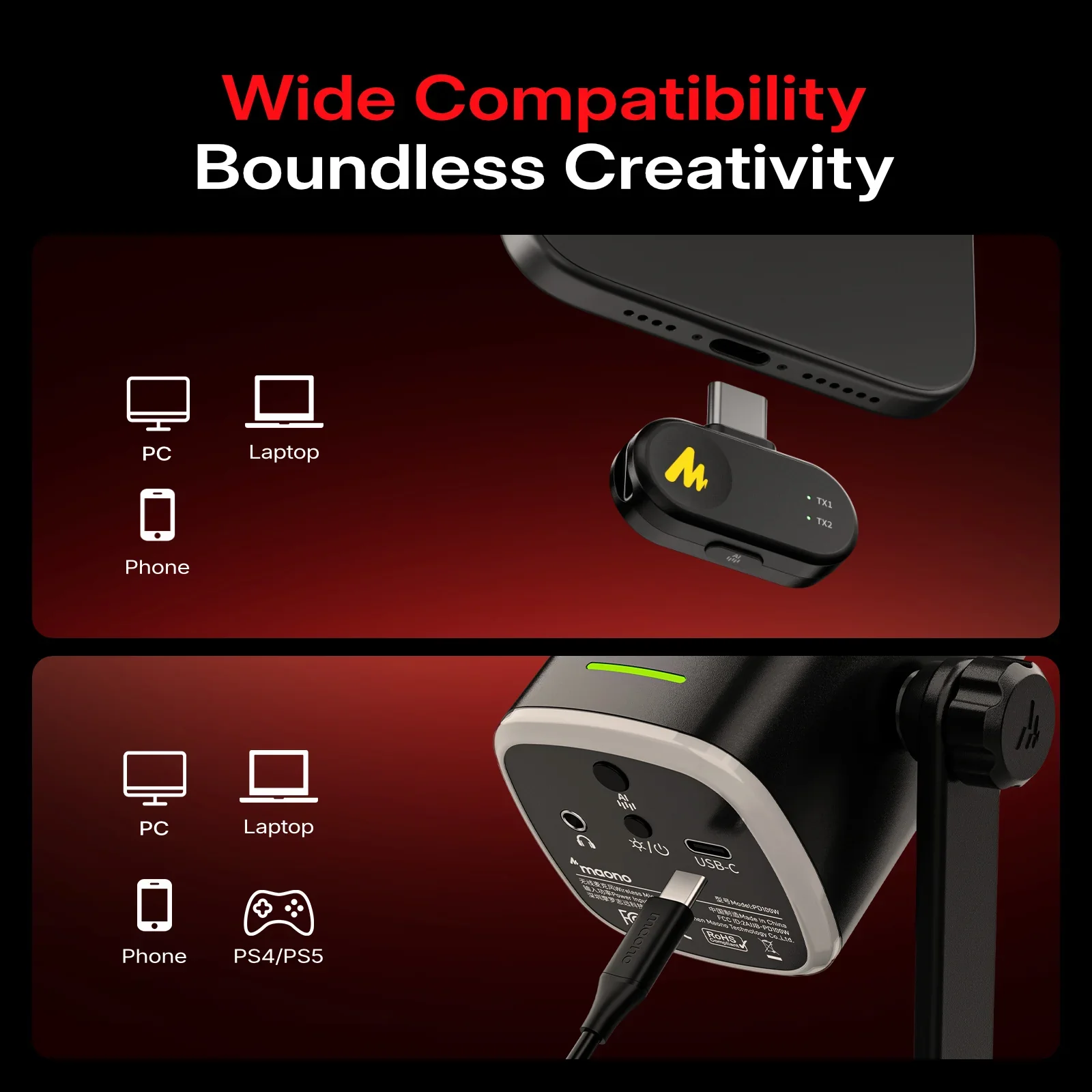 New Launch | PD100W Wireless & USB Dynamic Microphone - Image 8